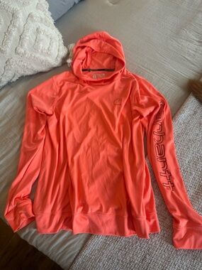 Carhartt Coral Hooded Sun Shirt - Bright Coral/Neon Orange